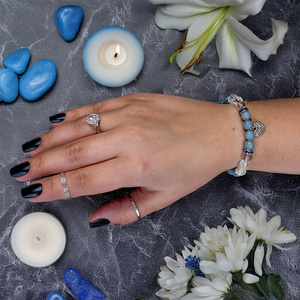 Bracelet with angelite and rock crystal – Heart