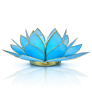 "Lotus Flower" Candle Holder - blue