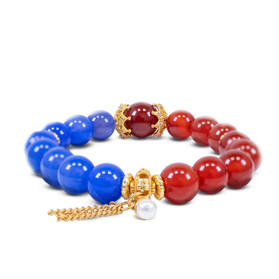 Bracelet with Red and Blue Agate – Harmony