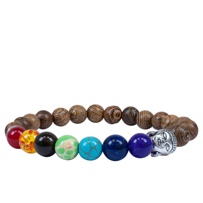 Bracelet "Seven Chakras" – Wenge Wood & Buddha
