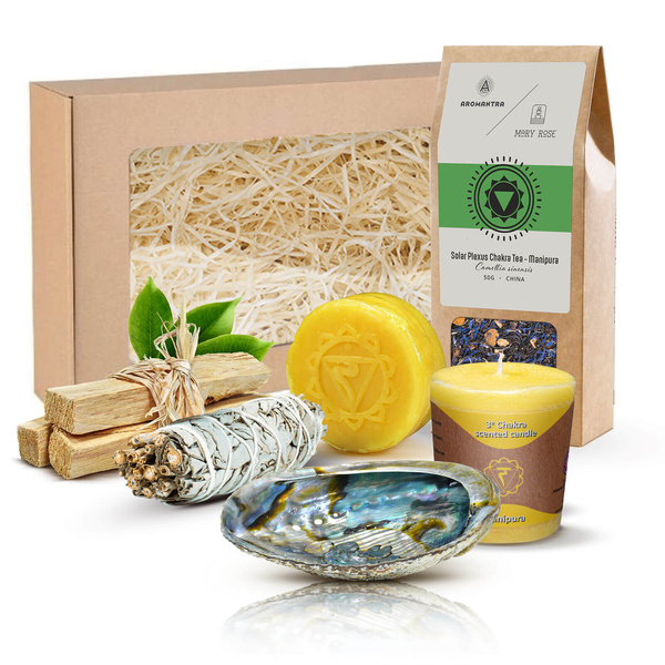 Gift set for Solar Plexus Chakra (Manipura): chakra tea + incense + candle