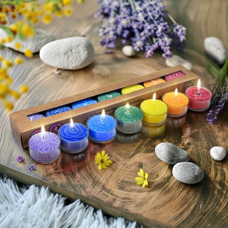 Scented tealight candles – Seven Chakras (with engraving)