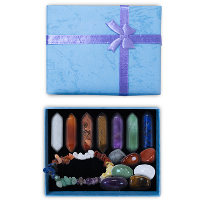 Set of Chakra Stones with Bracelet – in a gift box