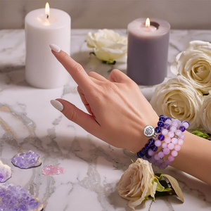 Mala bracelet with amethyst and rose quartz – Lotus Flower