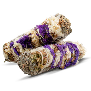 White Sage with Purple and White Sinuata – Incense 20-30g (bundle)