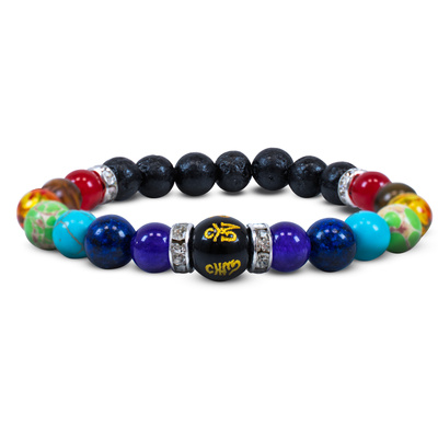 Bracelet "Seven Chakras" – with lava stone