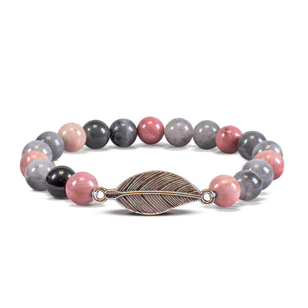 Mala bracelet with rhodonite and smoky quartz