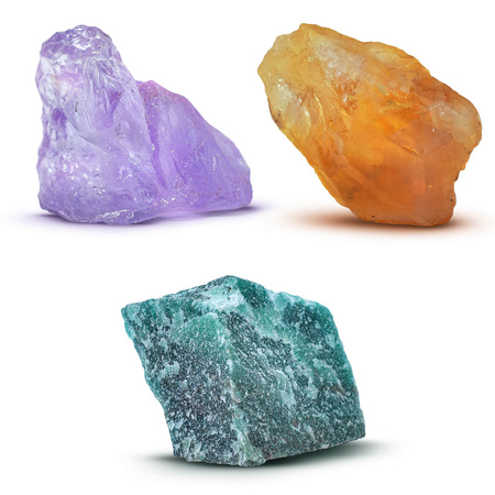 Set of natural stones, crystals and incenses - esotericism, yoga, meditation