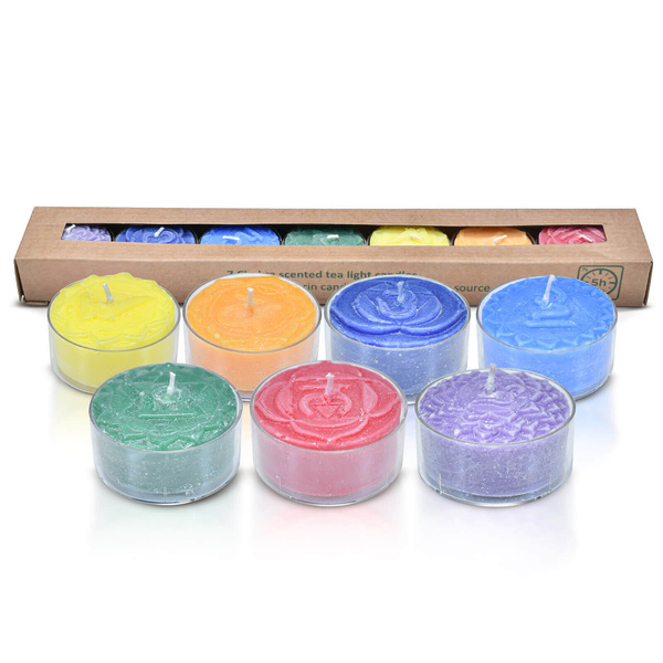 Scented tealight candles – Seven Chakras (with engraving)