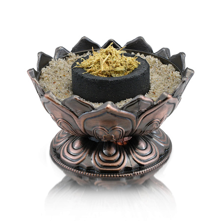 Set of palo santo shavings, incense burner and incense coals